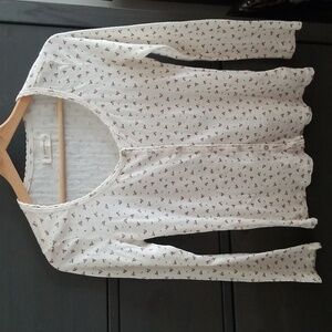 Lucky Brand White Long Sleeve Tee with Red Print